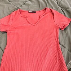 Chic Coral Short Sleeve Top